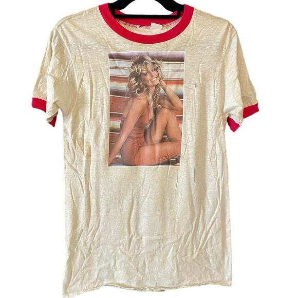 Vintage 70s Farrah Fawcett 1976 Ringer Single Stitch Shirt Adult Large